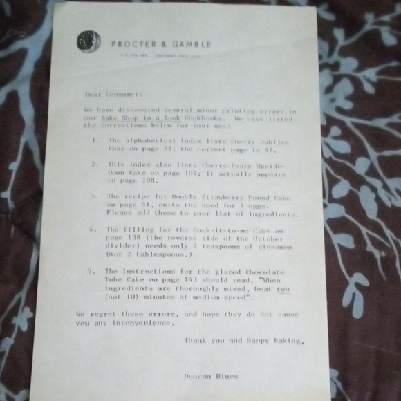 Duncan Hines Bake Shop in a Book with welcome letter and APOLOGY LETTER - Picture 13 of 16